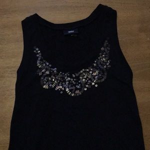 Jeweled black tank top